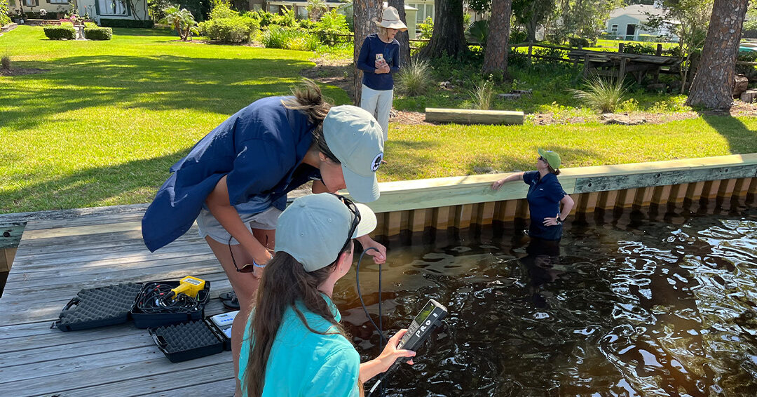 our team doing water testing on a residential dock in Clay County