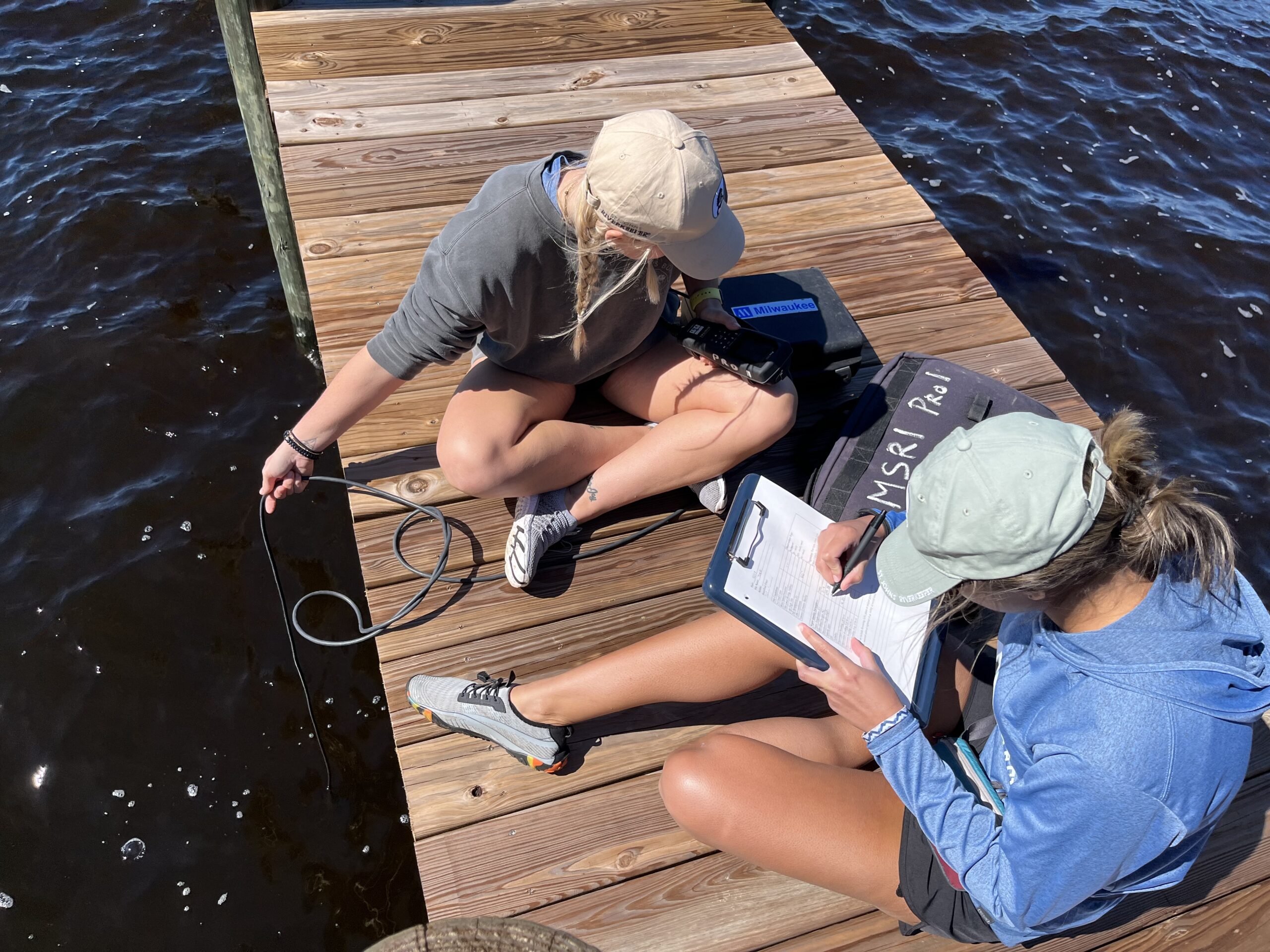 team collecting water quality data